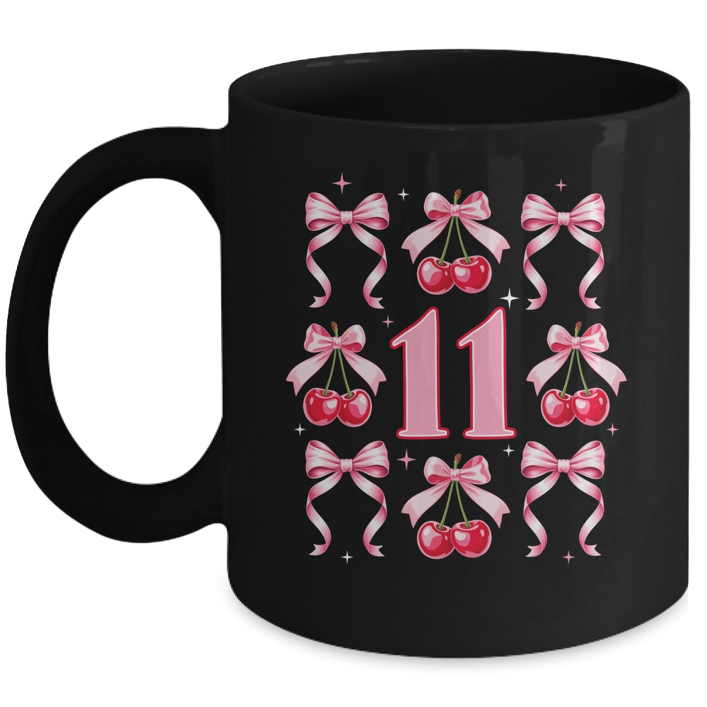 Birthday Girl 11th Birthday Cherry Coquette Bow 11 Years Old Mug | siriusteestore