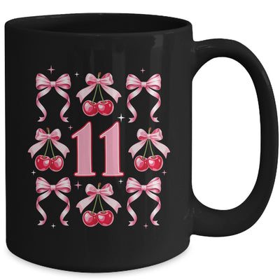 Birthday Girl 11th Birthday Cherry Coquette Bow 11 Years Old Mug | siriusteestore