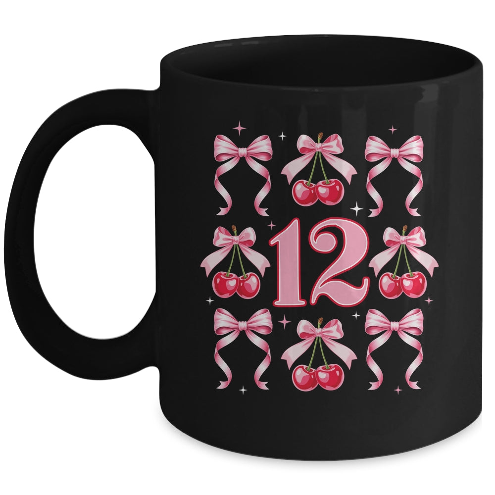 Birthday Girl 12th Birthday Cherry Coquette Bow 12 Years Old Mug | siriusteestore