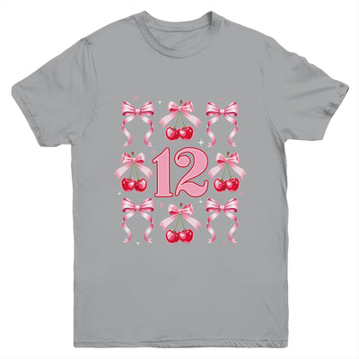 Birthday Girl 12th Birthday Cherry Coquette Bow 12 Years Old Youth Shirt | siriusteestore