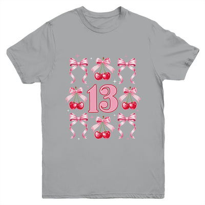 Birthday Girl 13th Birthday Cherry Coquette Bow 13 Years Old Youth Shirt | siriusteestore