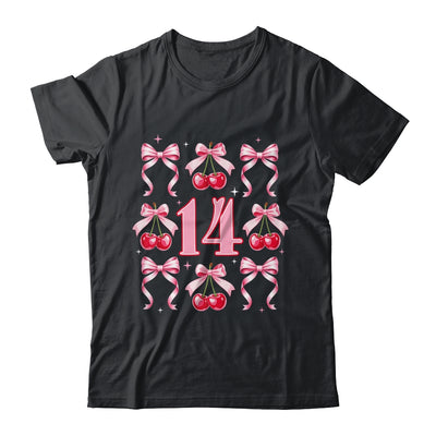 Birthday Girl 14th Birthday Cherry Coquette Bow 14 Years Old Shirt & Hoodie | siriusteestore