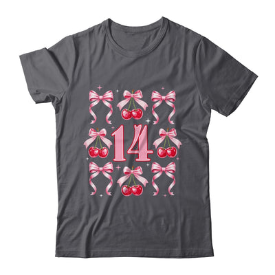 Birthday Girl 14th Birthday Cherry Coquette Bow 14 Years Old Shirt & Hoodie | siriusteestore