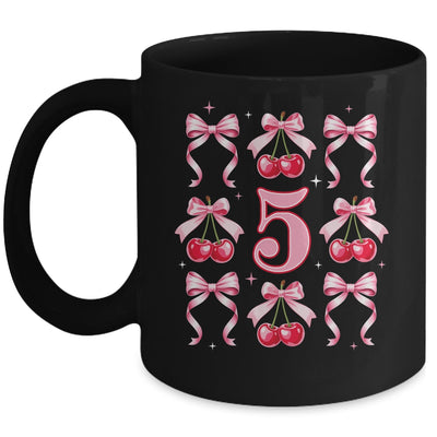 Birthday Girl 5th Birthday Cherry Coquette Bow 5 Years Old Mug | siriusteestore