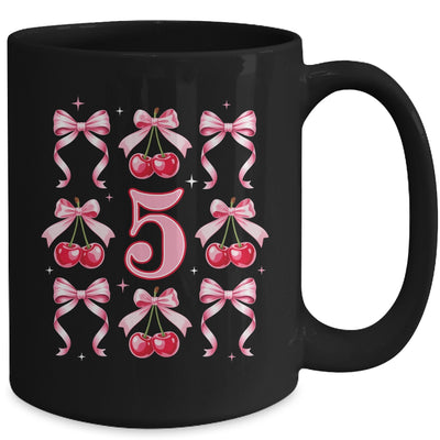 Birthday Girl 5th Birthday Cherry Coquette Bow 5 Years Old Mug | siriusteestore