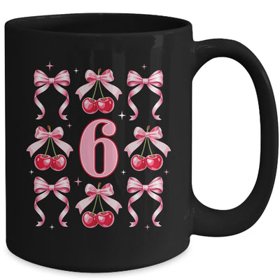 Birthday Girl 6th Birthday Cherry Coquette Bow 6 Years Old Mug | siriusteestore