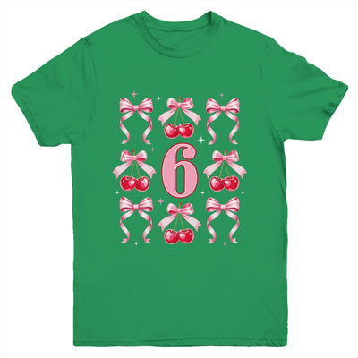 Birthday Girl 6th Birthday Cherry Coquette Bow 6 Years Old Youth Shirt | siriusteestore