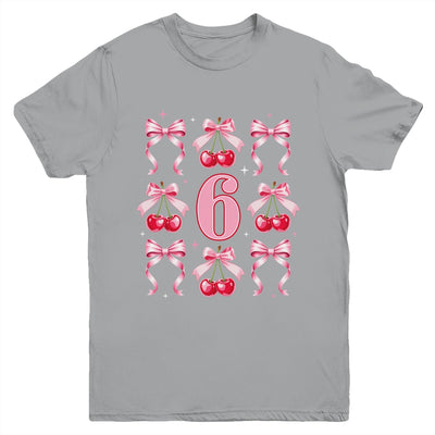 Birthday Girl 6th Birthday Cherry Coquette Bow 6 Years Old Youth Shirt | siriusteestore
