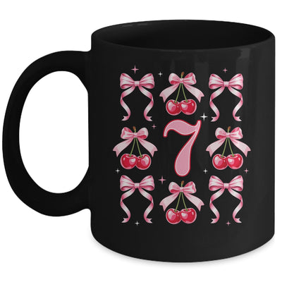 Birthday Girl 7th Birthday Cherry Coquette Bow 7 Years Old Mug | siriusteestore