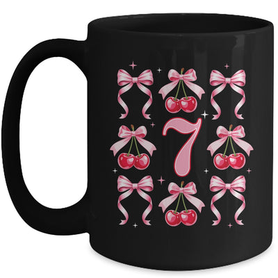Birthday Girl 7th Birthday Cherry Coquette Bow 7 Years Old Mug | siriusteestore