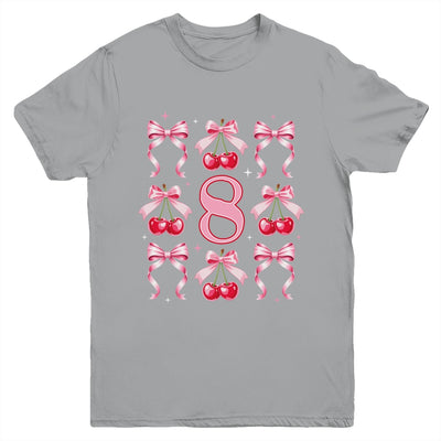 Birthday Girl 8th Birthday Cherry Coquette Bow 8 Years Old Youth Shirt | siriusteestore