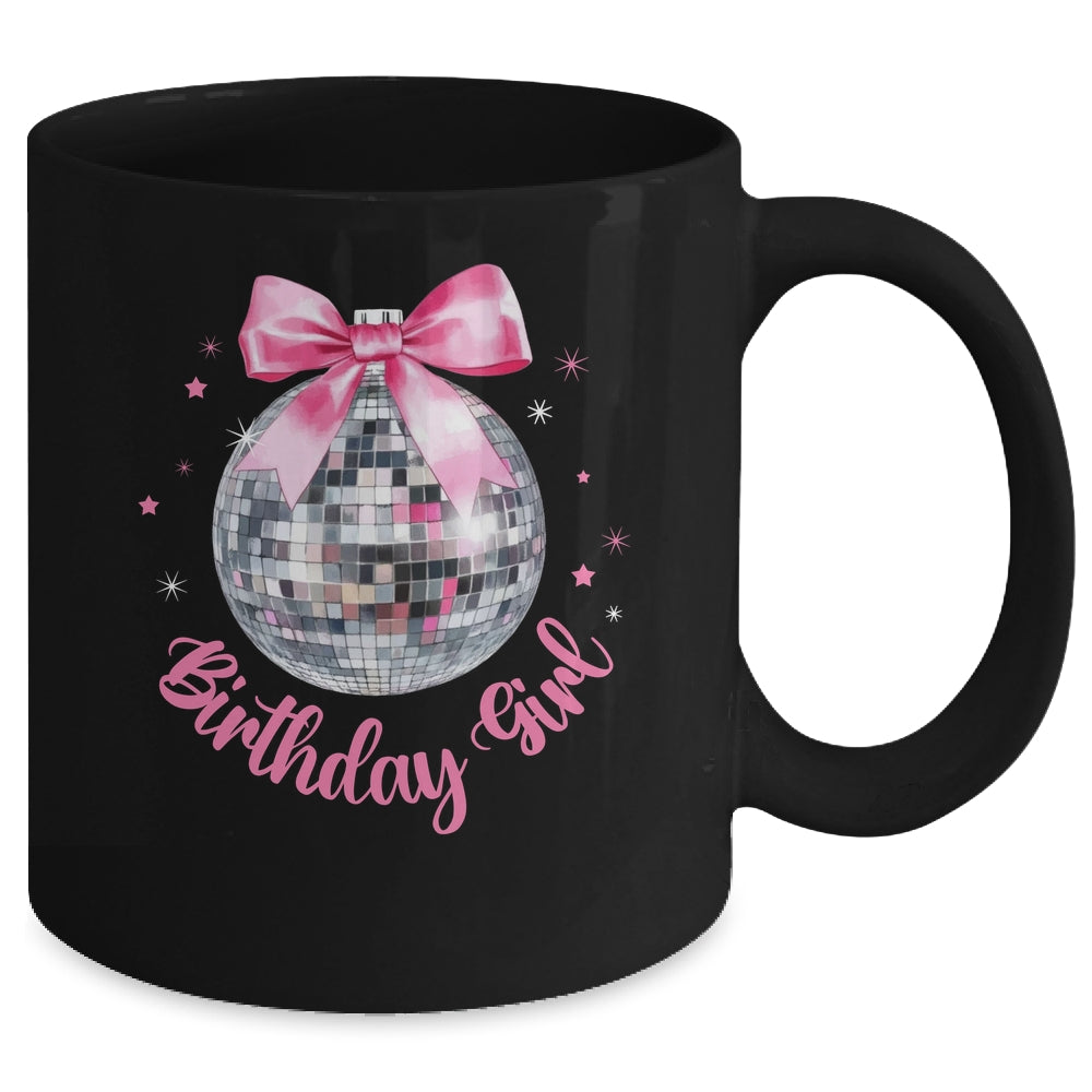 Birthday Girl Coquette Bow Disco Ball Funny Birthday Party Mug | siriusteestore