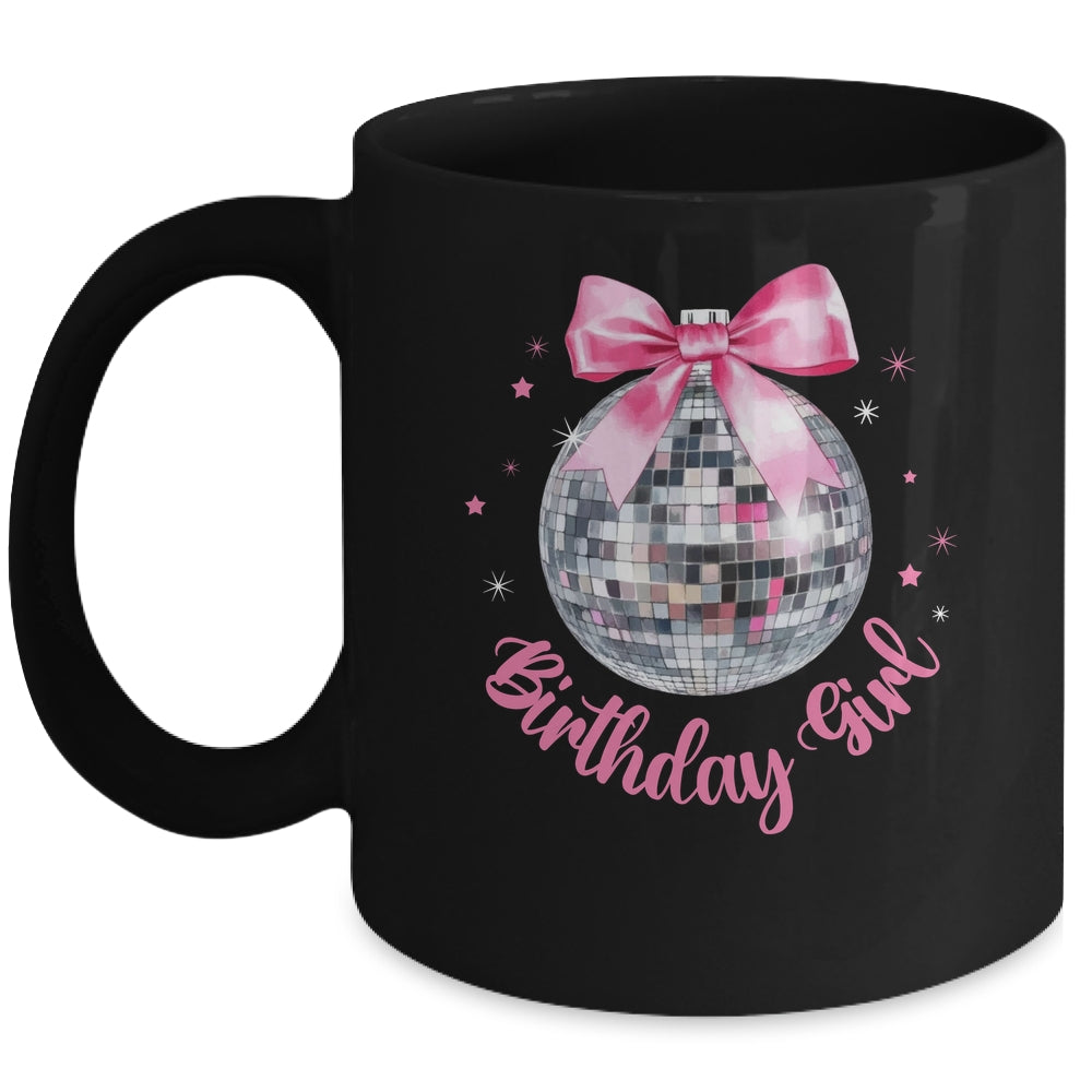 Birthday Girl Coquette Bow Disco Ball Funny Birthday Party Mug | siriusteestore