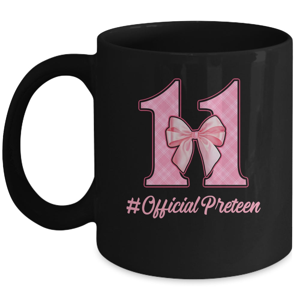 Birthday Girl Pink Coquette Bow 11 Year Old Aesthetic Girly Mug | siriusteestore
