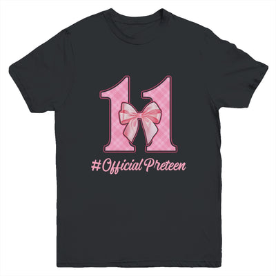 Birthday Girl Pink Coquette Bow 11 Year Old Aesthetic Girly Youth Shirt | siriusteestore