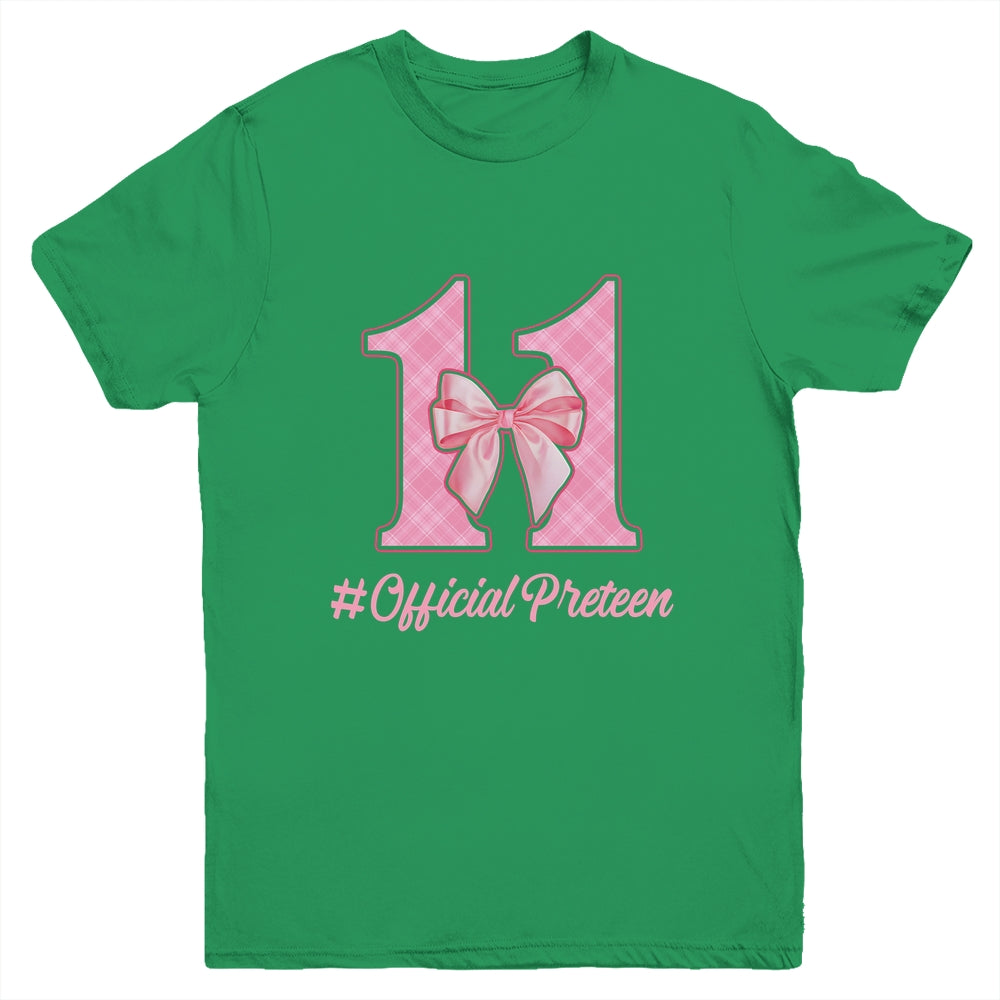 Birthday Girl Pink Coquette Bow 11 Year Old Aesthetic Girly Youth Shirt | siriusteestore