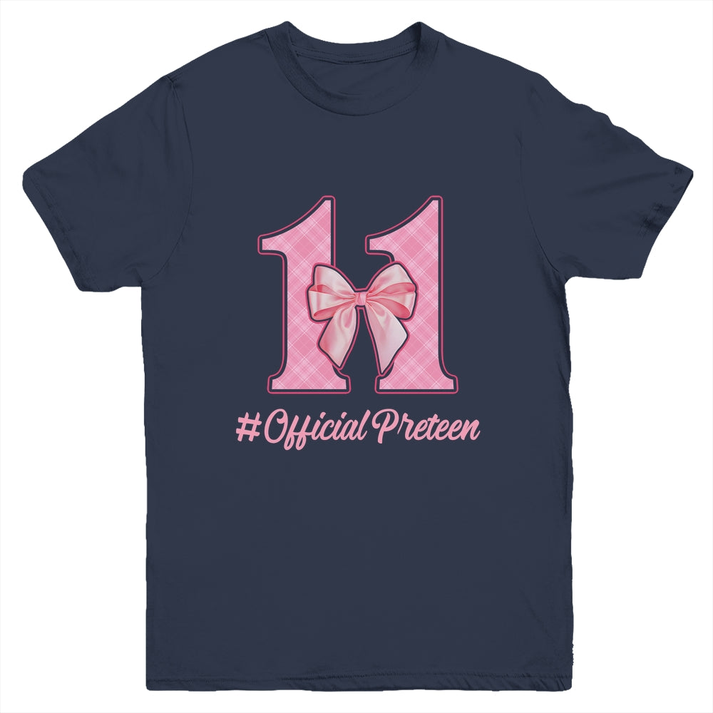 Birthday Girl Pink Coquette Bow 11 Year Old Aesthetic Girly Youth Shirt | siriusteestore
