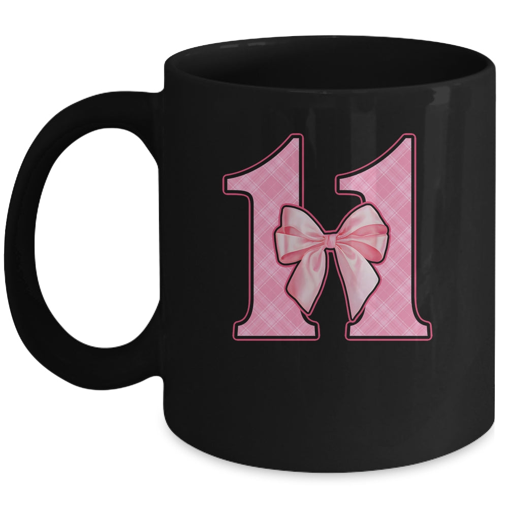 Birthday Girl Pink Coquette Bow 11 Year Old Bday Girl Mug | siriusteestore