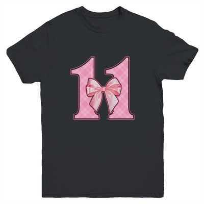 Birthday Girl Pink Coquette Bow 11 Year Old Bday Girl Youth Shirt | siriusteestore
