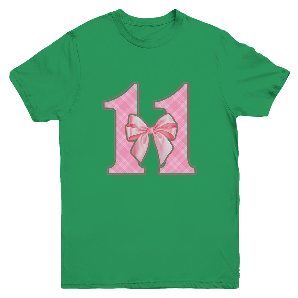 Birthday Girl Pink Coquette Bow 11 Year Old Bday Girl Youth Shirt | siriusteestore