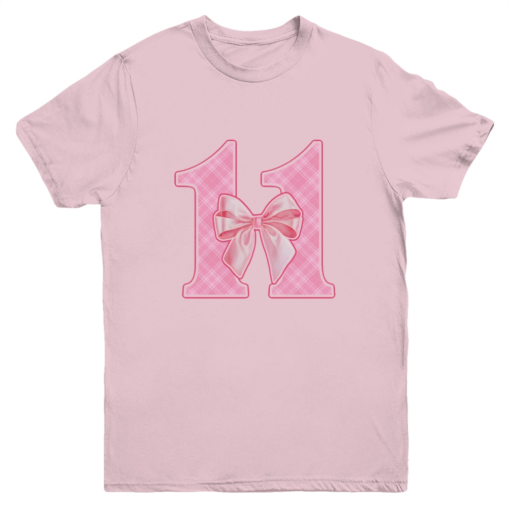 Birthday Girl Pink Coquette Bow 11 Year Old Bday Girl Youth Shirt | siriusteestore