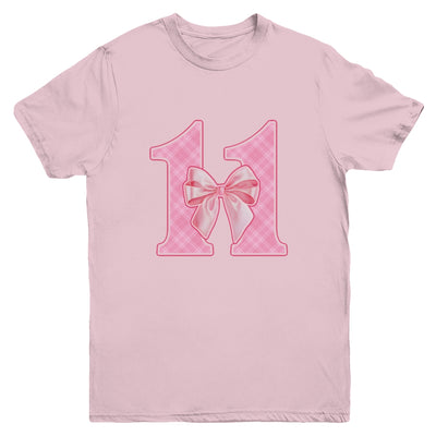 Birthday Girl Pink Coquette Bow 11 Year Old Bday Girl Youth Shirt | siriusteestore