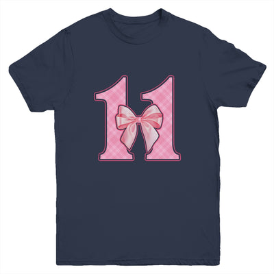 Birthday Girl Pink Coquette Bow 11 Year Old Bday Girl Youth Shirt | siriusteestore