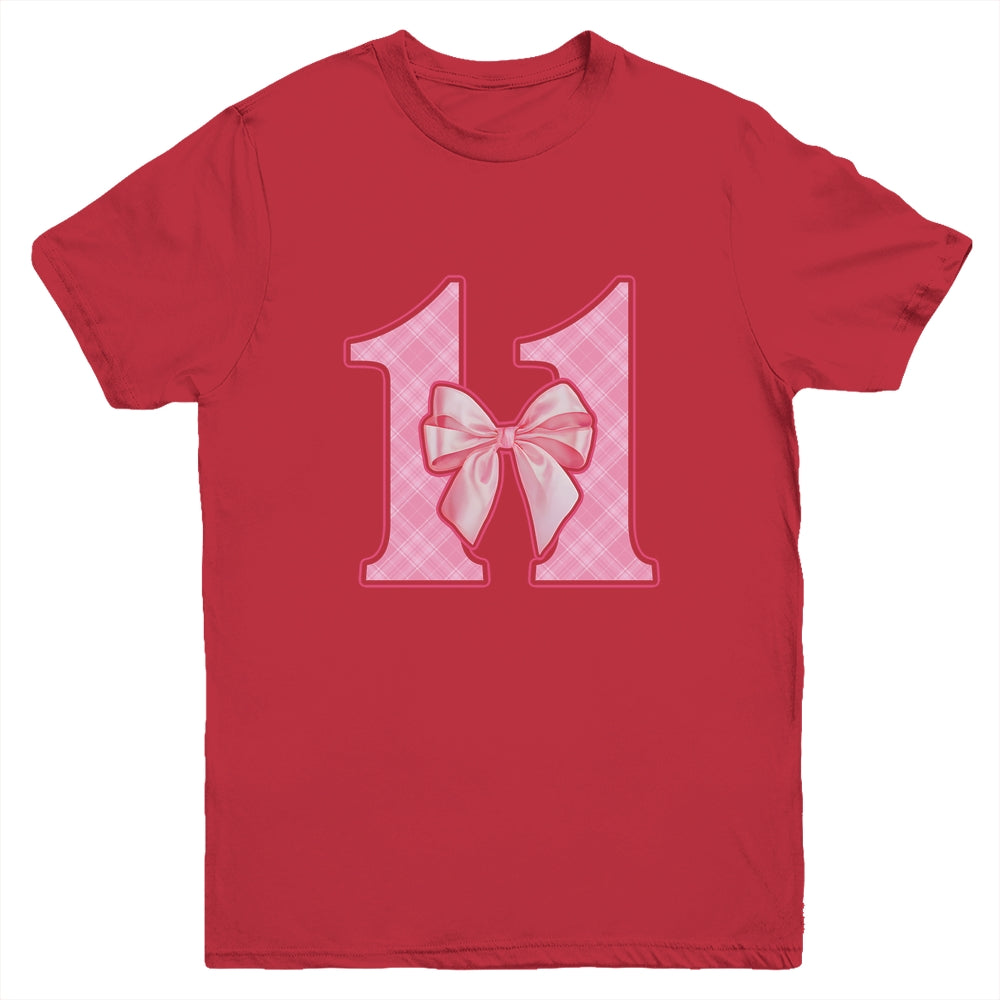Birthday Girl Pink Coquette Bow 11 Year Old Bday Girl Youth Shirt | siriusteestore