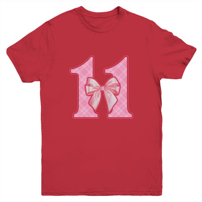 Birthday Girl Pink Coquette Bow 11 Year Old Bday Girl Youth Shirt | siriusteestore