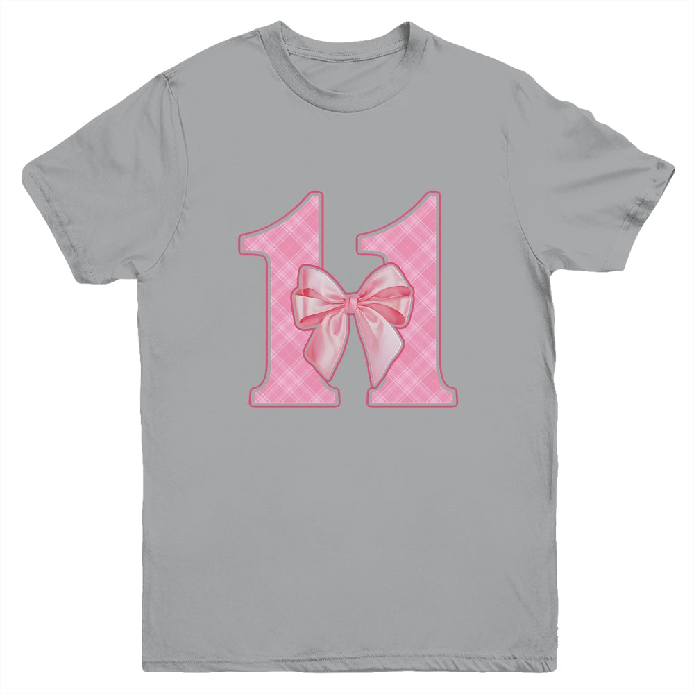 Birthday Girl Pink Coquette Bow 11 Year Old Bday Girl Youth Shirt | siriusteestore