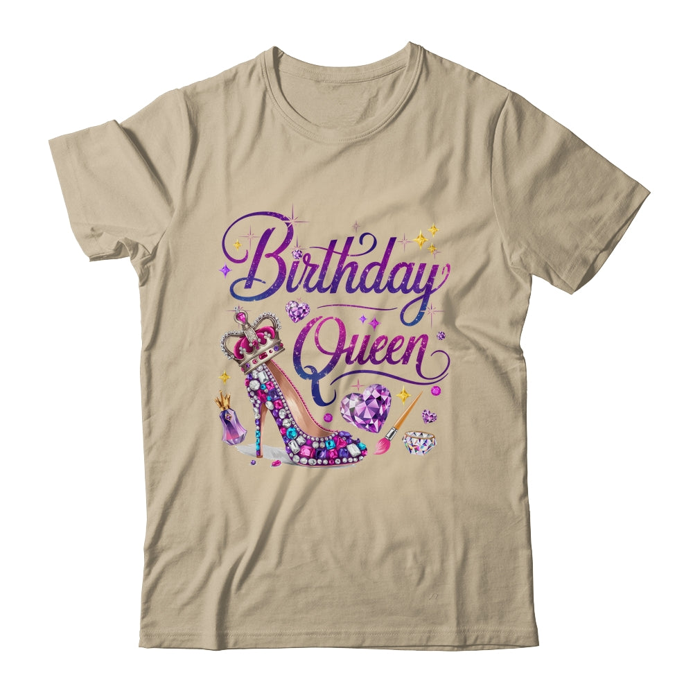 Birthday Queen Crown Hearts High Heel Women Girls Shirt & Tank Top | siriusteestore