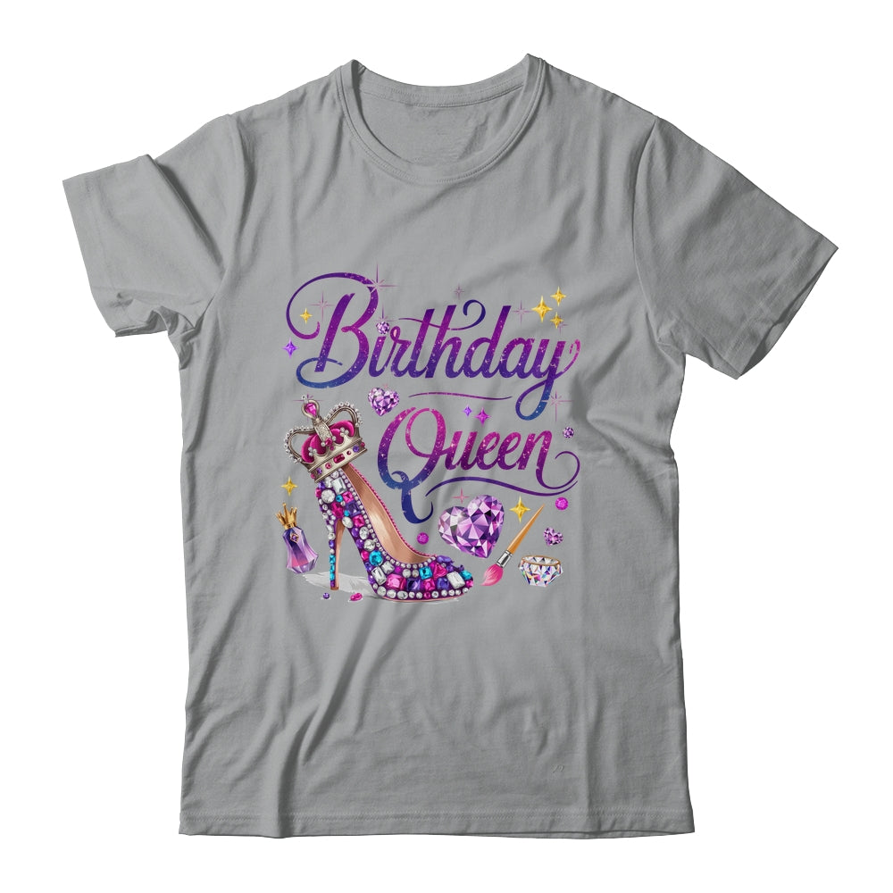 Birthday Queen Crown Hearts High Heel Women Girls Shirt & Tank Top | siriusteestore