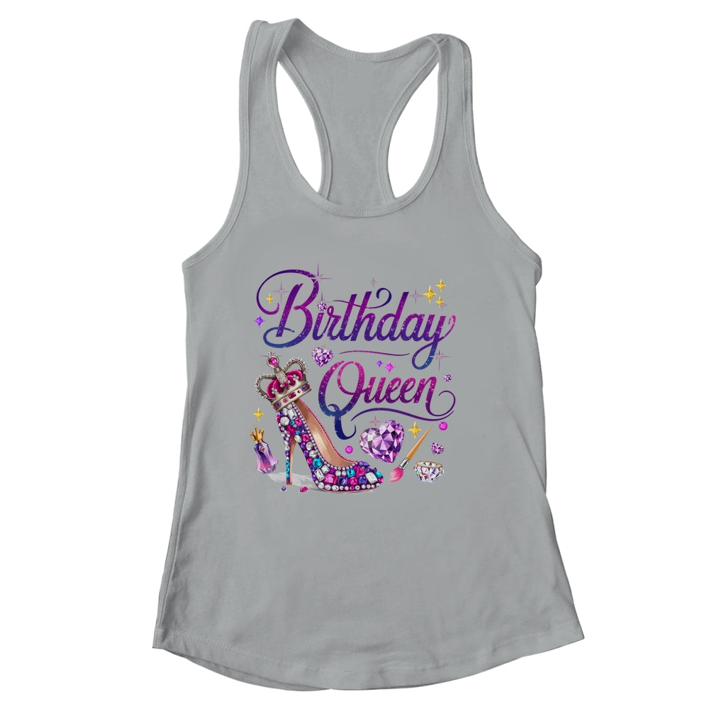 Birthday Queen Crown Hearts High Heel Women Girls Shirt & Tank Top | siriusteestore