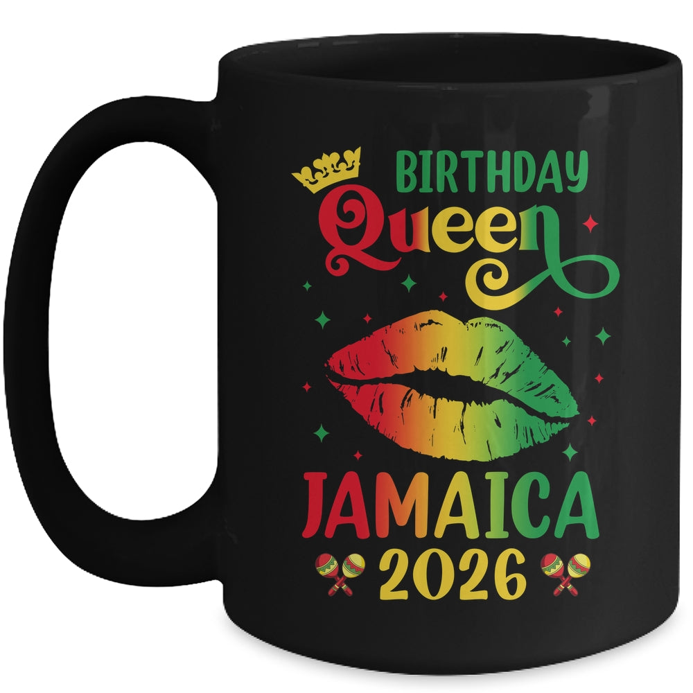 Birthday Queen Jamaica 2026 Girls Trip Party Jamaican Lips Mug | siriusteestore