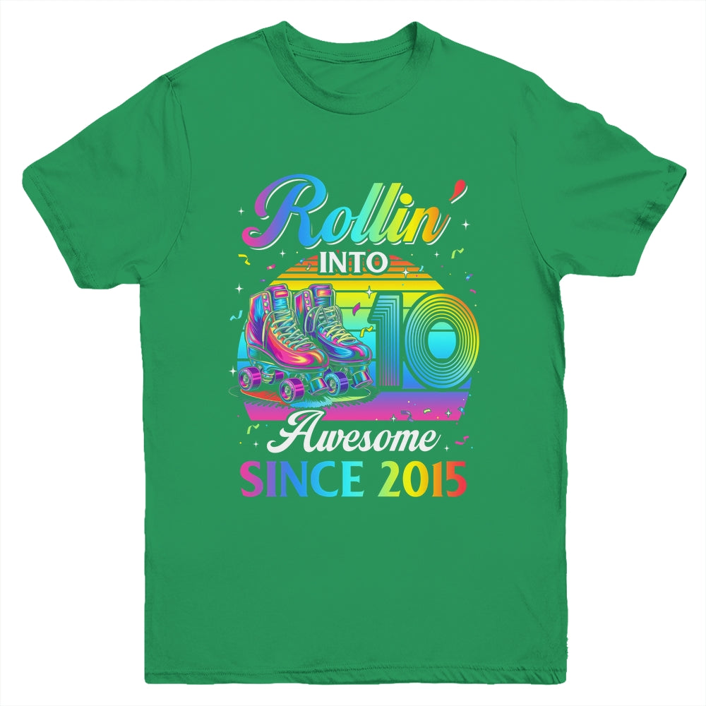 Birthday Roller Skating 10th Girl Rollin Into 10 Skate Party Youth Shirt | siriusteestore
