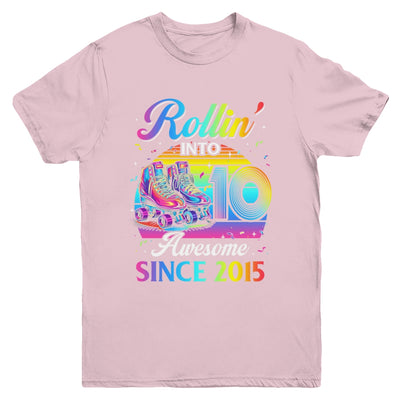 Birthday Roller Skating 10th Girl Rollin Into 10 Skate Party Youth Shirt | siriusteestore
