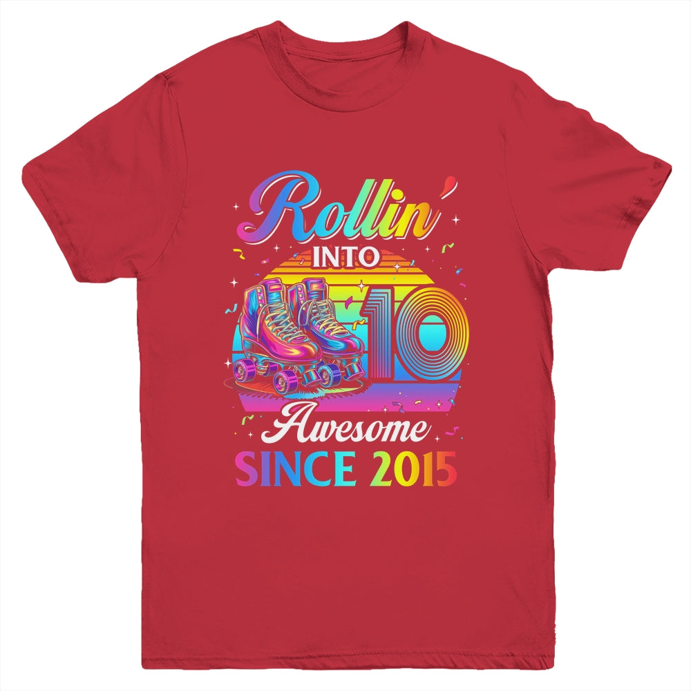 Birthday Roller Skating 10th Girl Rollin Into 10 Skate Party Youth Shirt | siriusteestore