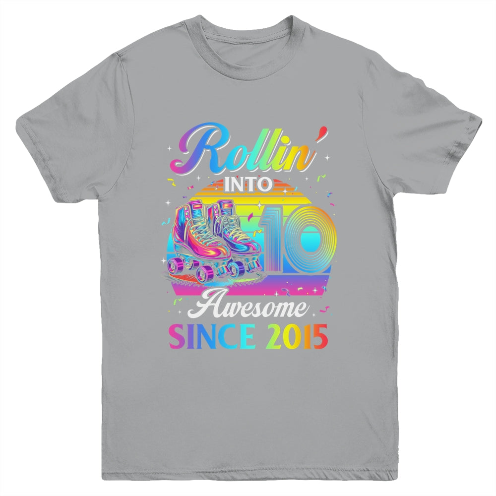 Birthday Roller Skating 10th Girl Rollin Into 10 Skate Party Youth Shirt | siriusteestore