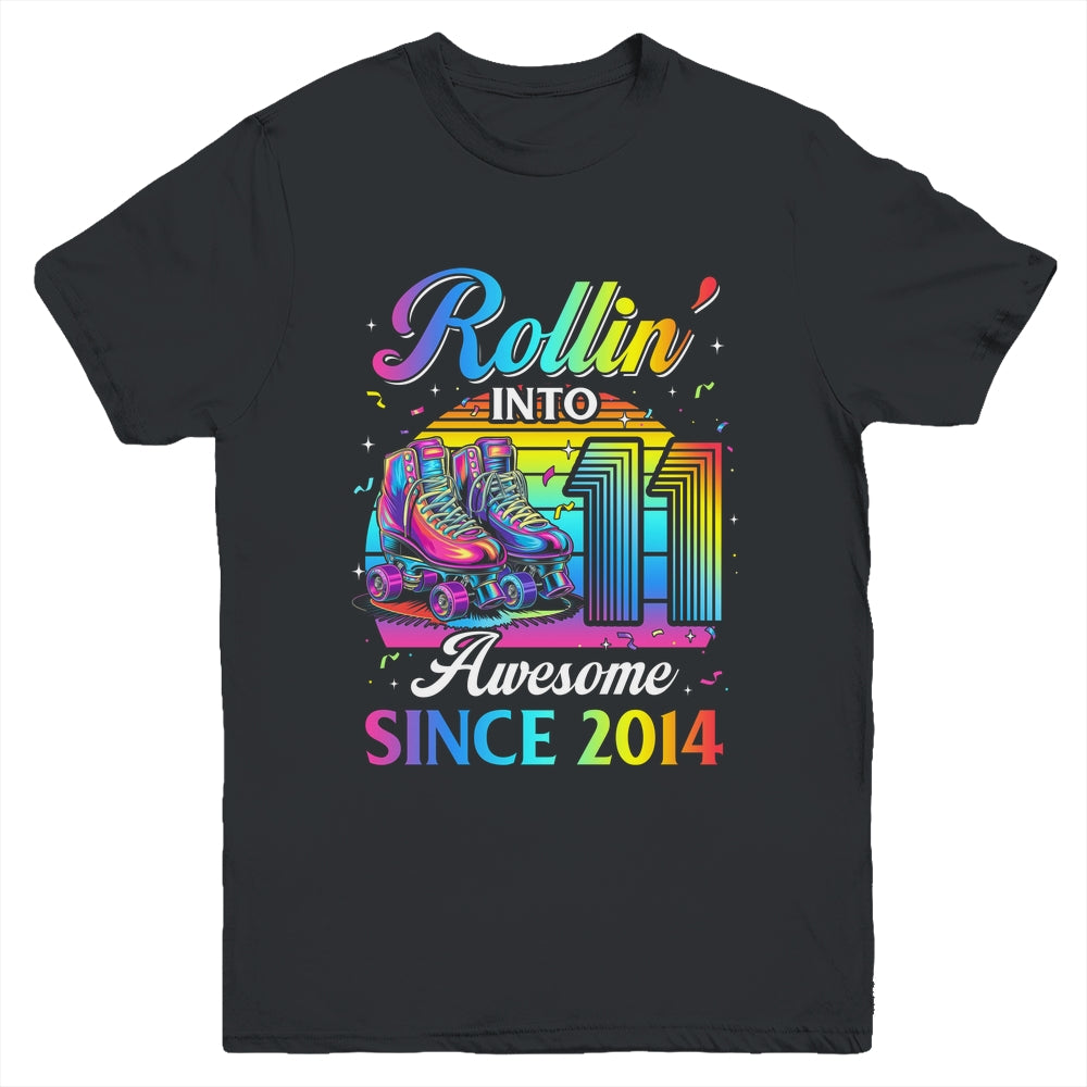 Birthday Roller Skating 11th Girl Rollin Into 11 Skate Party Youth Shirt | siriusteestore
