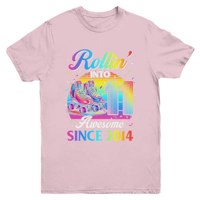 Birthday Roller Skating 11th Girl Rollin Into 11 Skate Party Youth Shirt | siriusteestore