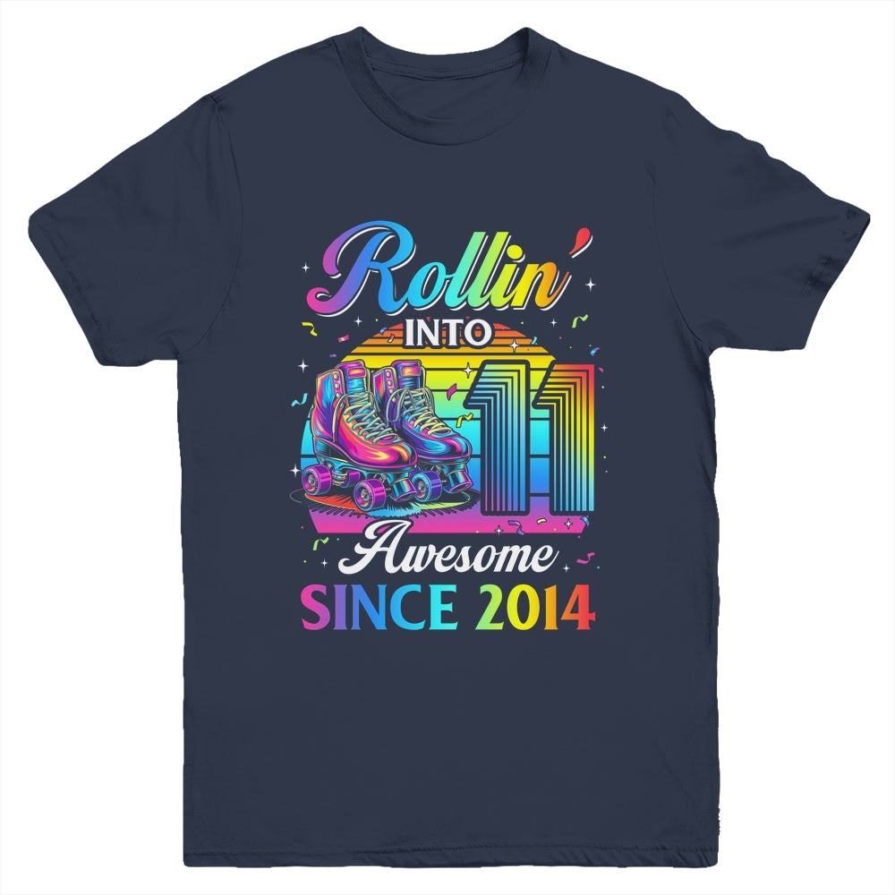 Birthday Roller Skating 11th Girl Rollin Into 11 Skate Party Youth Shirt | siriusteestore