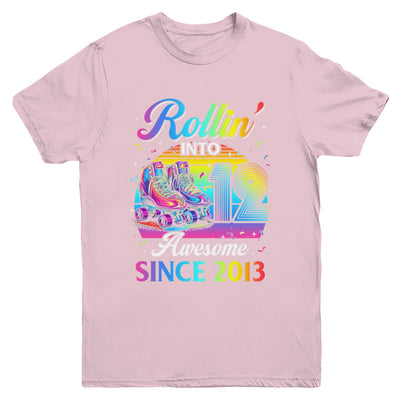 Birthday Roller Skating 12th Girl Rollin Into 12 Skate Party Youth Shirt | siriusteestore