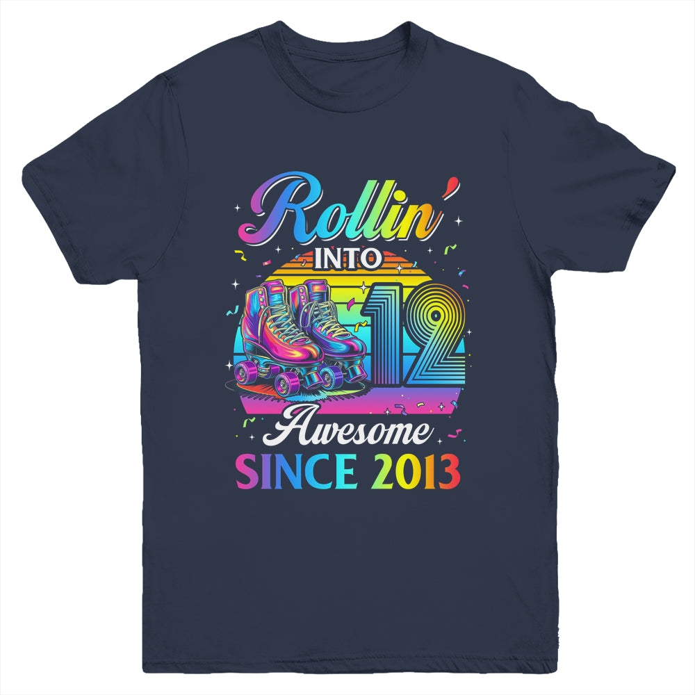 Birthday Roller Skating 12th Girl Rollin Into 12 Skate Party Youth Shirt | siriusteestore