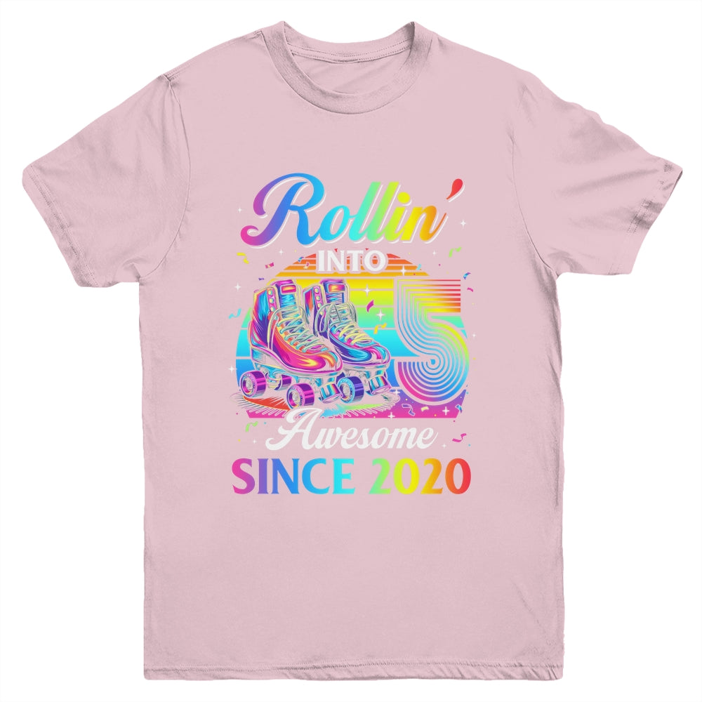 Birthday Roller Skating 5th Girl Rollin Into 5 Skate Party Youth Shirt | siriusteestore