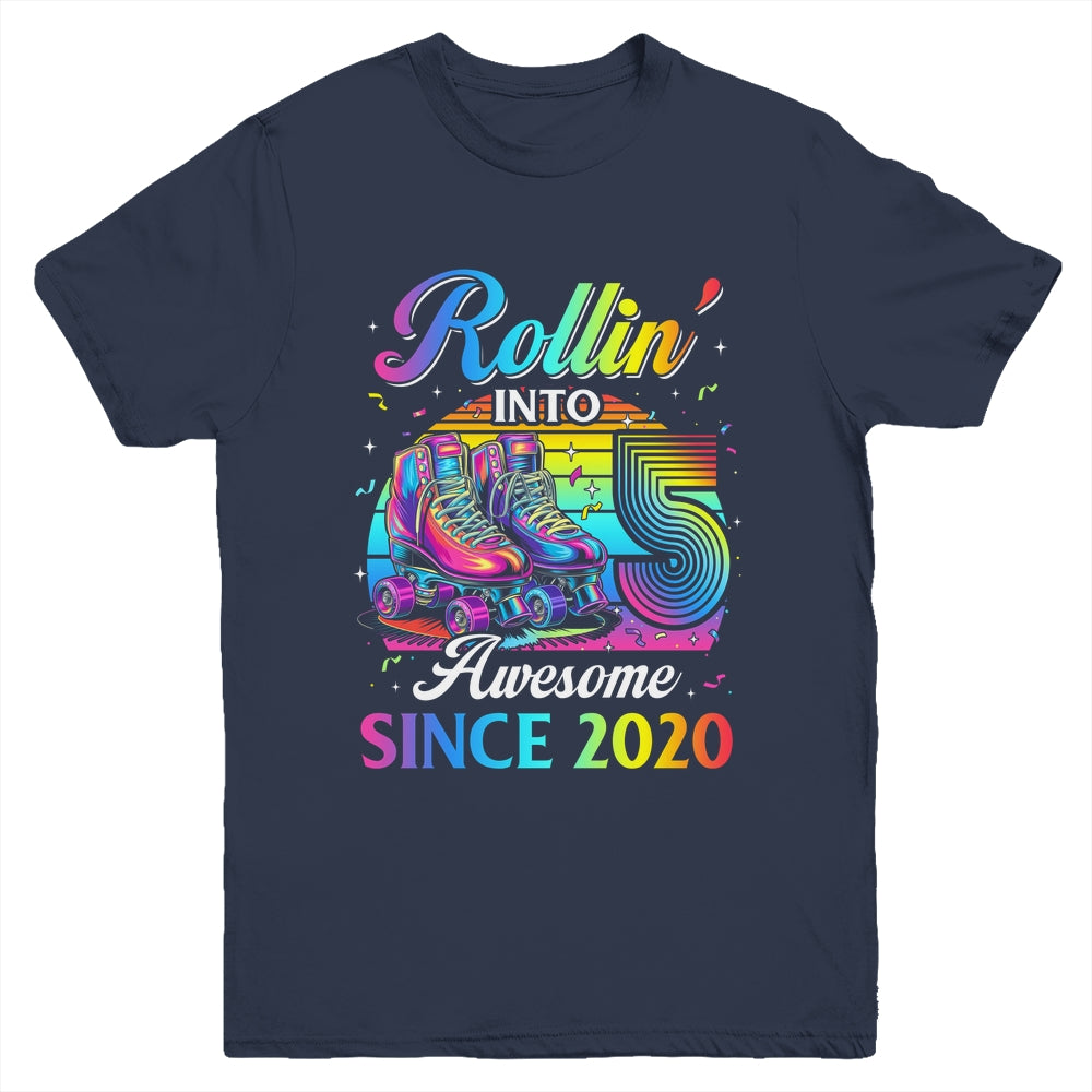 Birthday Roller Skating 5th Girl Rollin Into 5 Skate Party Youth Shirt | siriusteestore