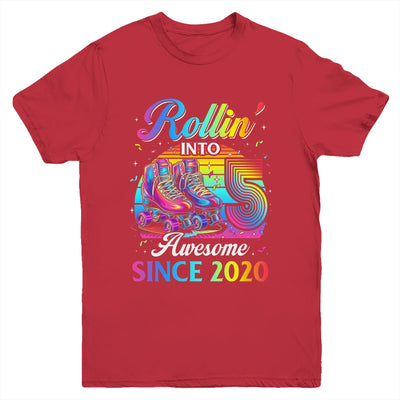 Birthday Roller Skating 5th Girl Rollin Into 5 Skate Party Youth Shirt | siriusteestore