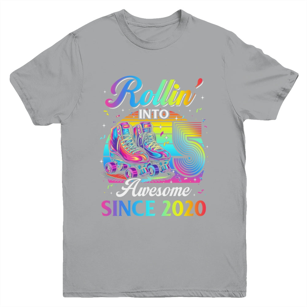 Birthday Roller Skating 5th Girl Rollin Into 5 Skate Party Youth Shirt | siriusteestore