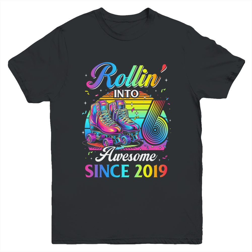 Birthday Roller Skating 6th Girl Rollin Into 6 Skate Party Youth Shirt | siriusteestore