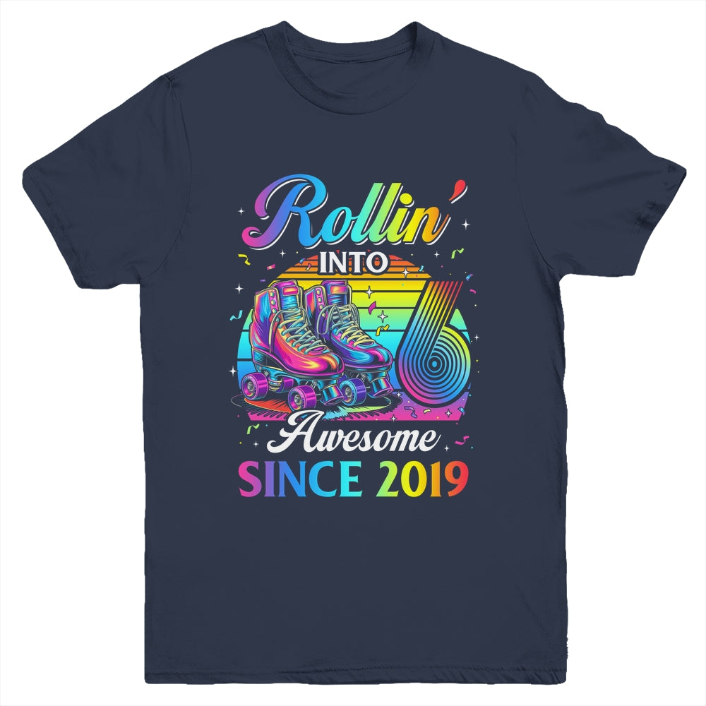 Birthday Roller Skating 6th Girl Rollin Into 6 Skate Party Youth Shirt | siriusteestore