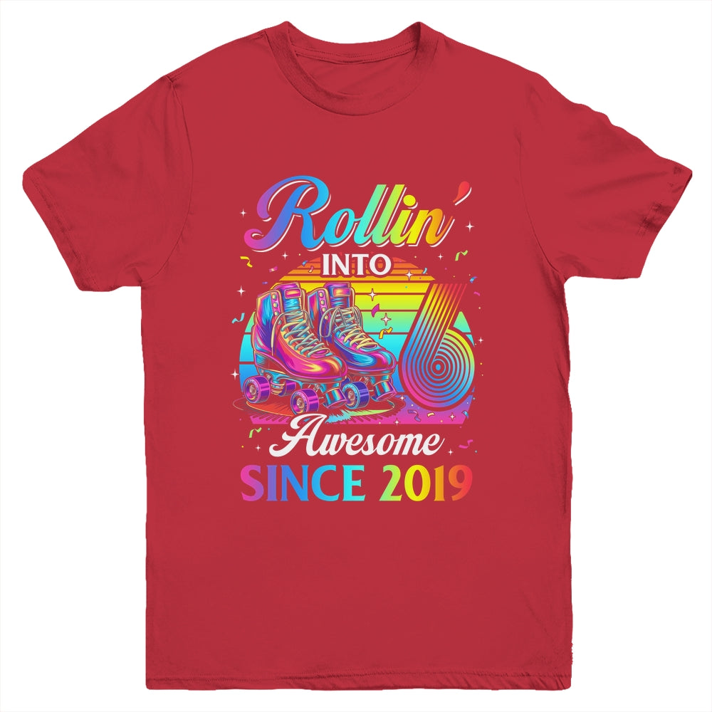 Birthday Roller Skating 6th Girl Rollin Into 6 Skate Party Youth Shirt | siriusteestore